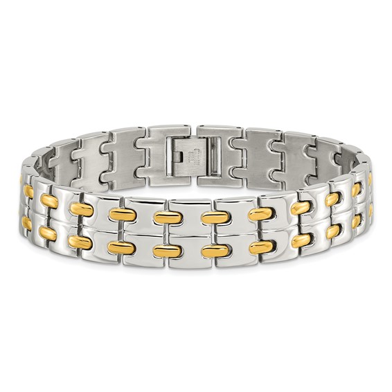 Chisel Stainless Steel Polished Yellow IP-plated 8.5 inch Link Bracelet