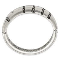 Stainless Steel Brushed Black Crystal Hinged Bangle view 3