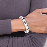 Stainless Steel Brushed Black Crystal Hinged Bangle view 5