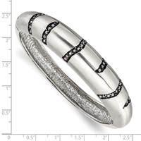 Stainless Steel Brushed Black Crystal Hinged Bangle view 4