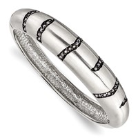 Stainless Steel Brushed Black Crystal Hinged Bangle view 1