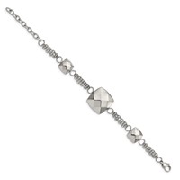 Stainless Steel Polished Hollow Squares Bracelet with 2in Ext., 7.25" view 3