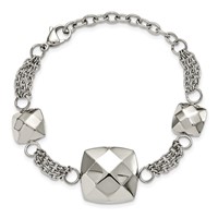 Stainless Steel Polished Hollow Squares Bracelet with 2in Ext., 7.25" view 4