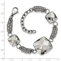 Stainless Steel Polished Hollow Squares Bracelet with 2in Ext., 7.25" view 5