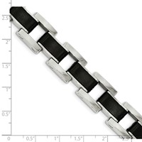 Chisel Stainless Steel Polished Bracelet with Black Rubber Inlay Link, 8.5" view 5