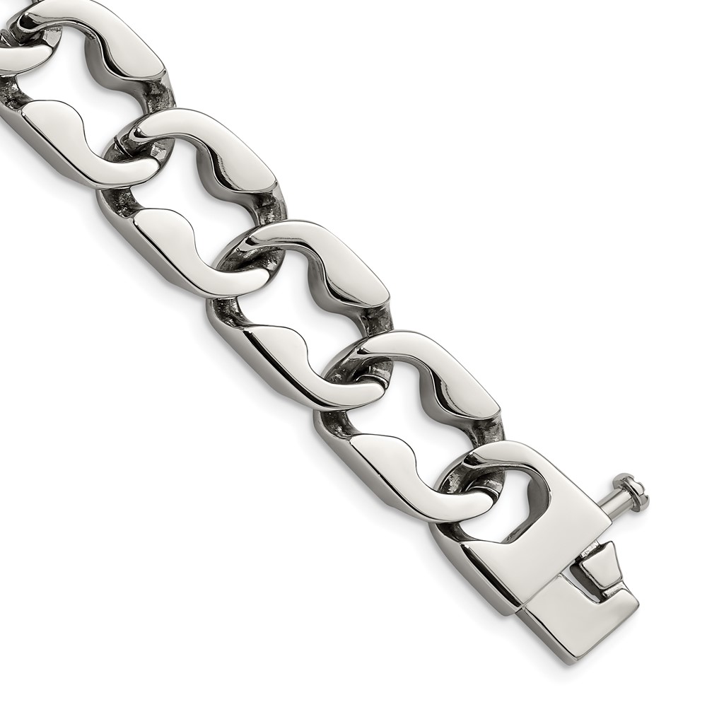 Stainless Steel Polished Large Link 8.5in Bracelet