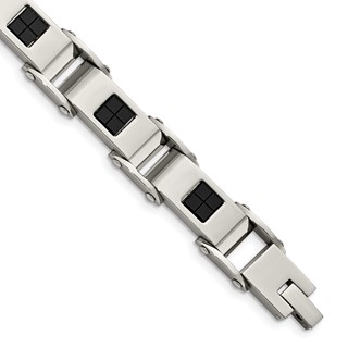 Stainless Steel Polished Black IP-plated 8.5in Bracelet