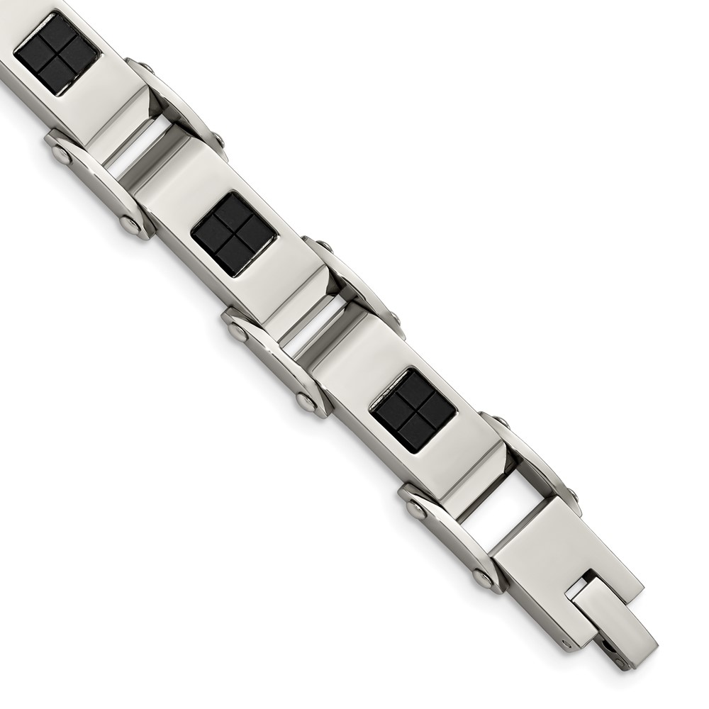 Stainless Steel Polished Black IP-plated 8.5in Bracelet