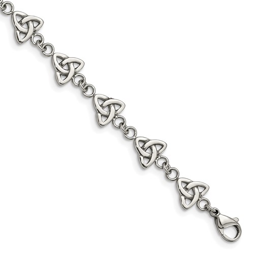 Chisel Stainless Steel Polished Trinity Knot Link Bracelet, 7"