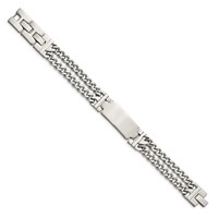 Chisel Stainless Steel Polished 2 Strand Curb Chain Bracelet with.5 Inch Extension ID, 7.75" view 3