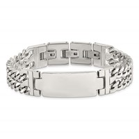 Chisel Stainless Steel Polished 2 Strand Curb Chain Bracelet with.5 Inch Extension ID, 7.75" view 4