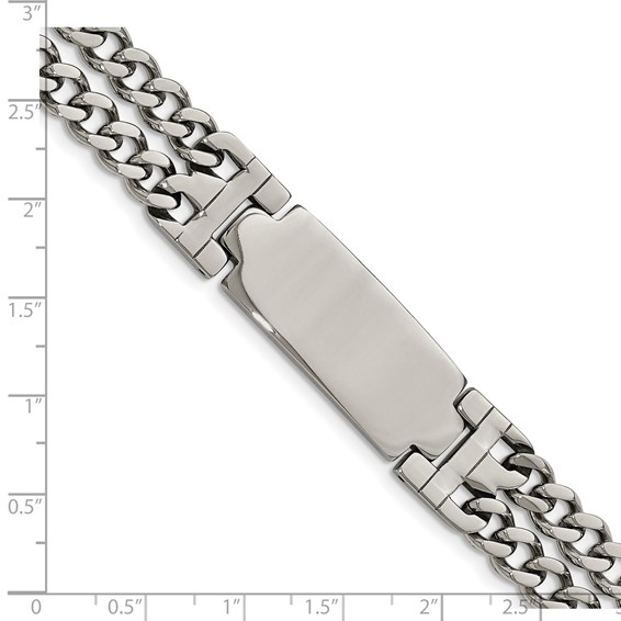 Chisel Stainless Steel Polished 2 Strand Curb Chain 7.75 inch with .5 inch extension ID Bracelet