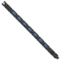 Chisel Stainless Steel Polished Black IP-plated Bracelet with Blue Carbon Fiber Inlay Link, 8.25" view 3