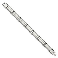 Stainless Steel Polished and Textured Bracelet, 8" view 2