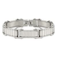 Stainless Steel Polished and Textured Bracelet, 8" view 4