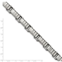 Stainless Steel Polished and Textured Bracelet, 8" view 5