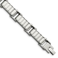 Stainless Steel Polished and Textured Bracelet, 8" view 1