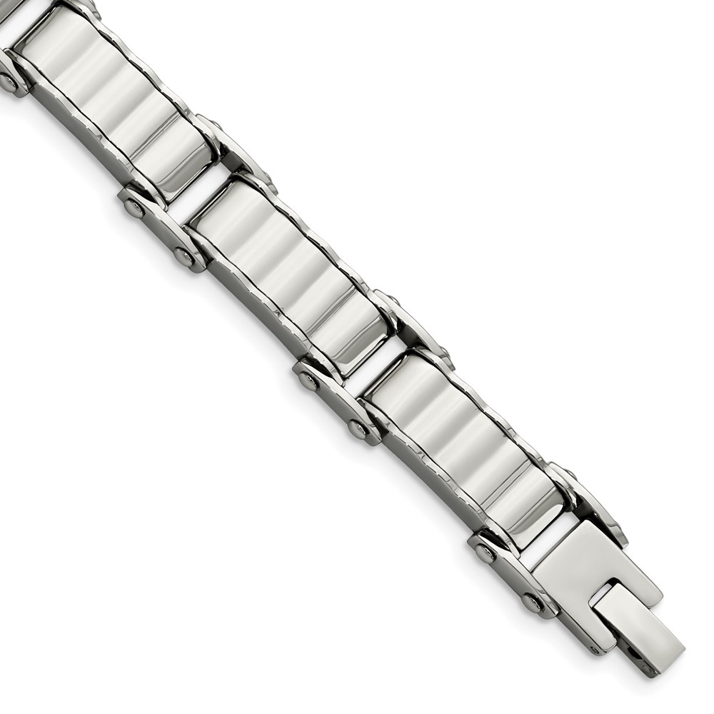 Stainless Steel Polished and Textured 8in Bracelet