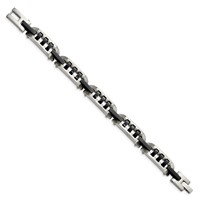 Stainless Steel Brushed and Polished Black IP-plated Bracelet, 8" view 2