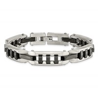 Stainless Steel Brushed and Polished Black IP-plated Bracelet, 8" view 4