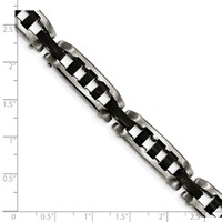 Stainless Steel Brushed and Polished Black IP-plated Bracelet, 8" view 5