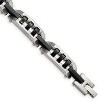 Stainless Steel Brushed and Polished Black IP-plated Bracelet, 8" view 1
