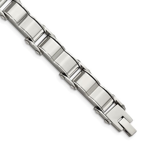 Stainless Steel Brushed and Polished Bracelet, 8"