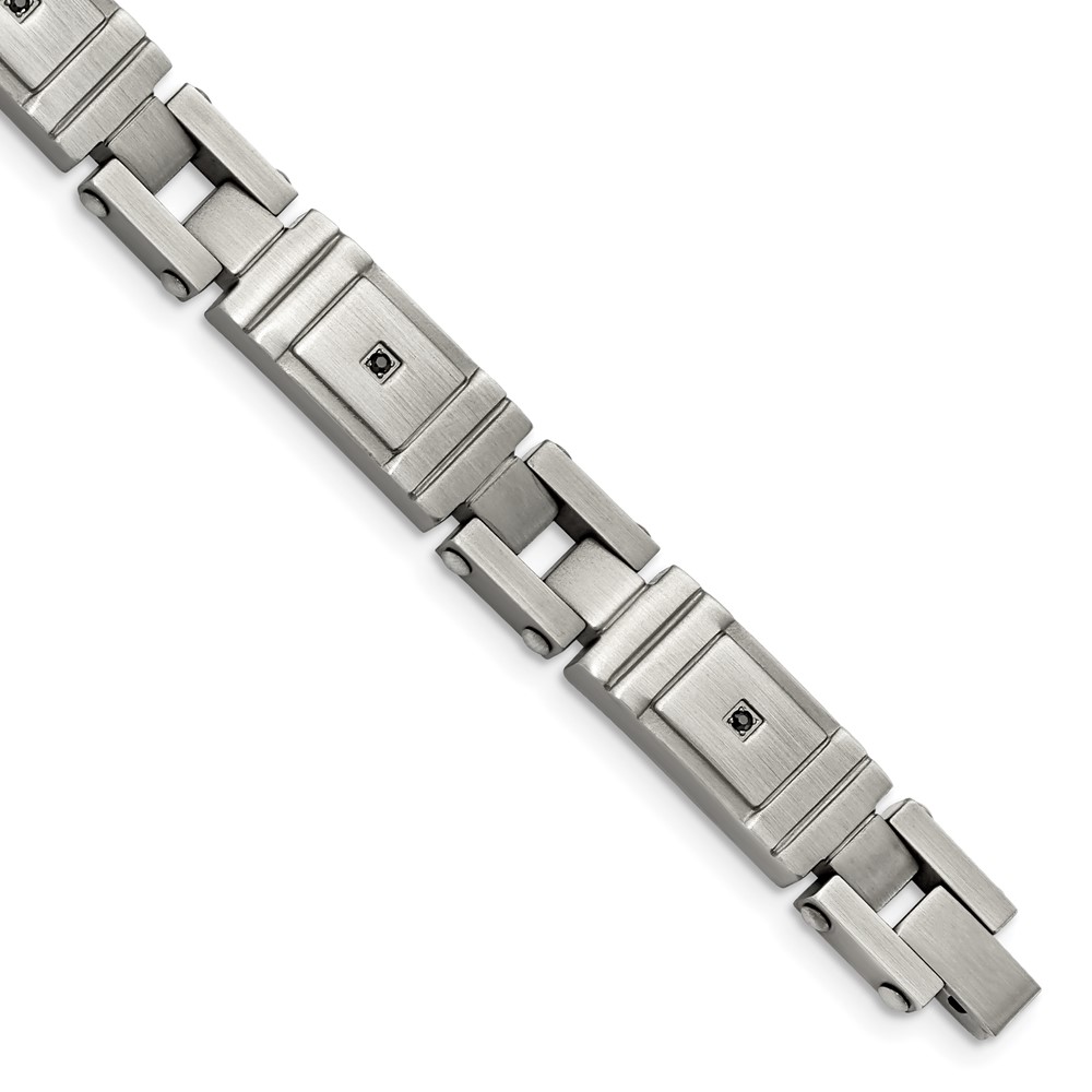 Stainless Steel Antiqued and Brushed with CZ 8.75in Bracelet