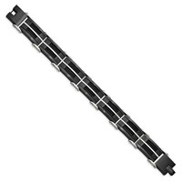Chisel Stainless Steel Brushed and Polished Black IP-plated Bracelet with Cable Inlay Link, 8.75" view 3