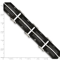 Chisel Stainless Steel Brushed and Polished Black IP-plated Bracelet with Cable Inlay Link, 8.75" view 5