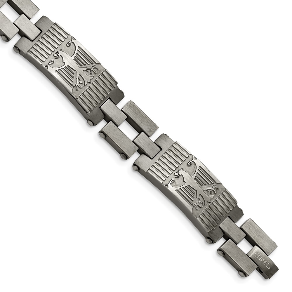 Stainless Steel Antiqued Brushed and Polished 8.5in Bracelet
