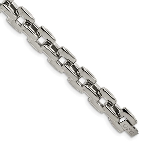 Chisel Stainless Steel Polished Square Link Bracelet, 9"