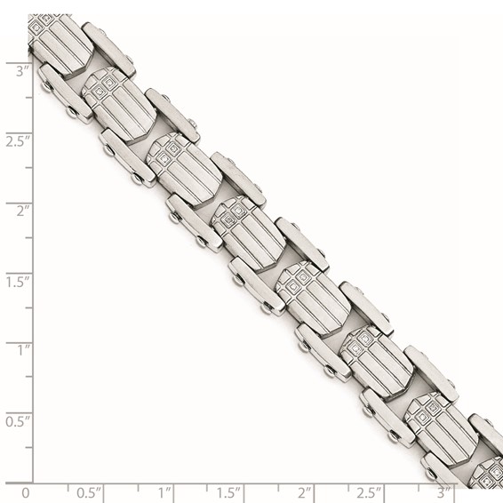 Stainless Steel Polished and Brushed CZ Bracelet