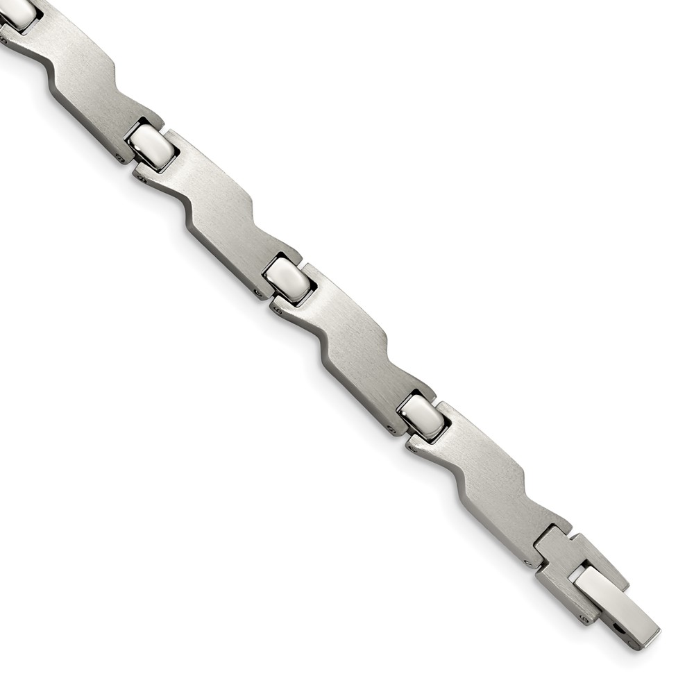 Stainless Steel Brushed and Polished Bracelet, 8"