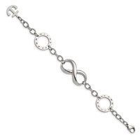 Stainless Steel Polished Infinity Symbol and Anchor Bracelet, 7" view 3