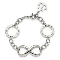 Stainless Steel Polished Infinity Symbol and Anchor Bracelet, 7" view 4