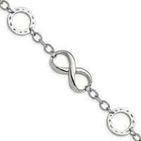 Stainless Steel Polished Infinity Symbol and Anchor Bracelet, 7" view 1