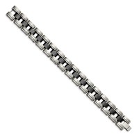 Chisel Stainless Steel Brushed and Polished Bracelet with Black Ceramic Link, 8.5" view 3