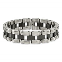 Chisel Stainless Steel Brushed and Polished Bracelet with Black Ceramic Link, 8.5" view 4