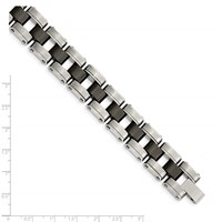 Chisel Stainless Steel Brushed and Polished Bracelet with Black Ceramic Link, 8.5" view 5