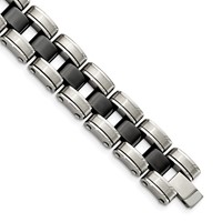Chisel Stainless Steel Brushed and Polished Bracelet with Black Ceramic Link, 8.5" view 1