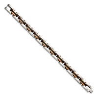 Chisel Stainless Steel Polished Black and Rose IP-plated Link Bracelet, 8.5" view 2