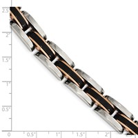 Chisel Stainless Steel Polished Black and Rose IP-plated Link Bracelet, 8.5" view 5