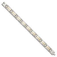 Chisel Stainless Steel Bracelet with 14K Gold Accent Brushed and Polished Link, 8.75" view 3