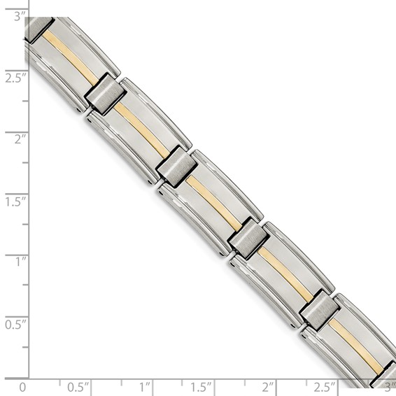 Chisel Stainless Steel with 14k Gold Accent Brushed and Polished 8.75 inch Link Bracelet