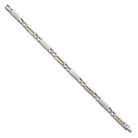 Chisel Stainless Steel Bracelet with 14K Gold Accent Brushed and Polished Link, 8.75" view 2