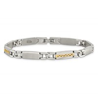Chisel Stainless Steel Bracelet with 14K Gold Accent Brushed and Polished Link, 8.75" view 3