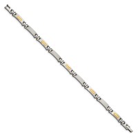 Chisel Stainless Steel Bracelet with 14K Gold Accent Brushed and Polished Link, 8.25" view 3