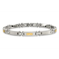 Chisel Stainless Steel Bracelet with 14K Gold Accent Brushed and Polished Link, 8.25" view 4