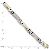 Chisel Stainless Steel Bracelet with 14K Gold Accent Brushed and Polished Link, 8.25" view 5